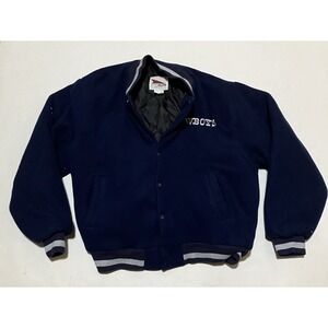 Vintage Pro Elite Mens XL Snap Bomber Puffer Sherpa Navy Jacket DALLAS COWBOYS